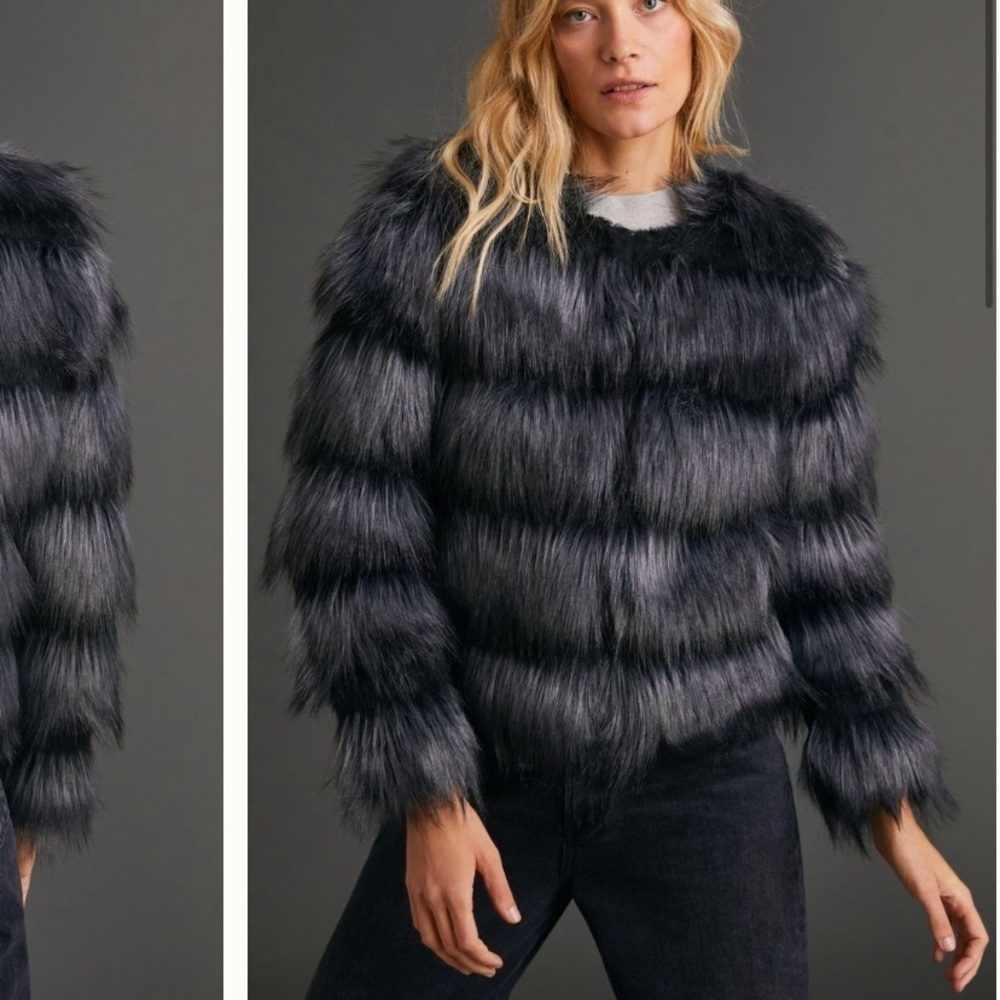 RARE!!!! ANTHROPOLOGIE NWT Unreal Fur Faux Fur Jacket Size M. - Picture 4 of 12